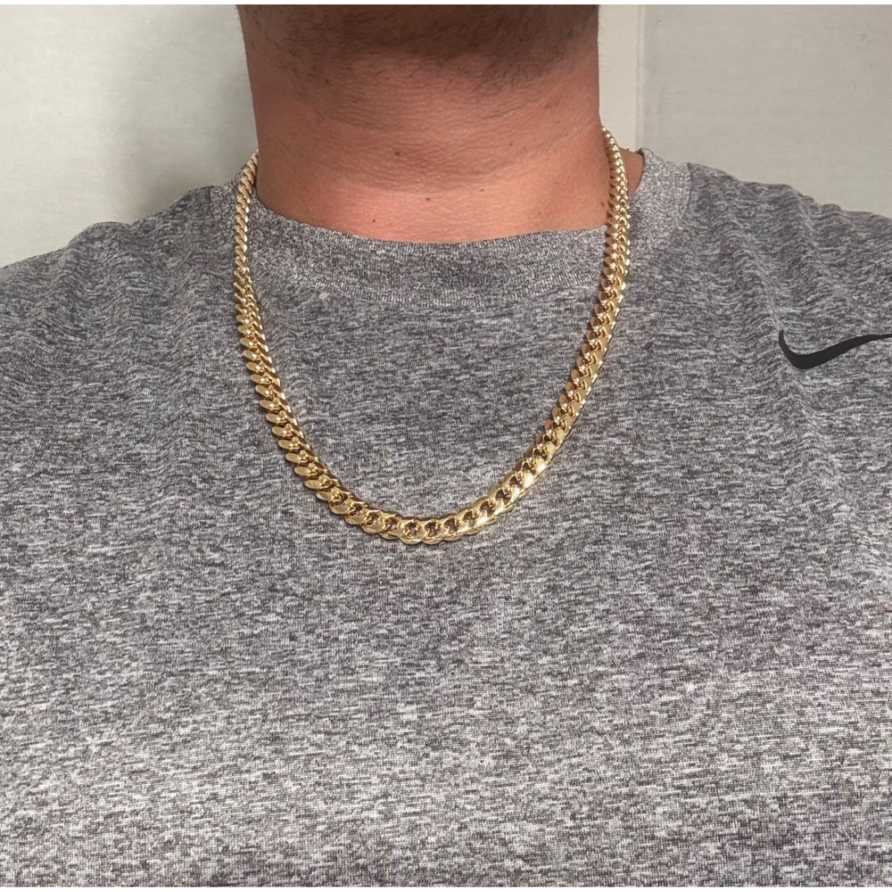 big cuban tight knit chain necklace 18k gold layered 24 inch 8.5mm lobster clasp - Picture 7 of 7
